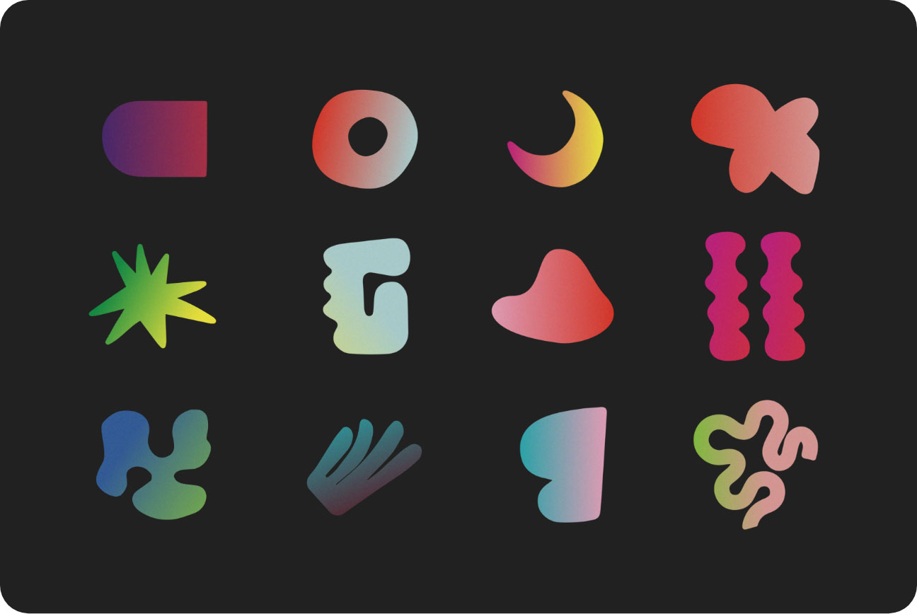 Colourful random structured shapes against a black background denoting the Inclusion Theatre branding